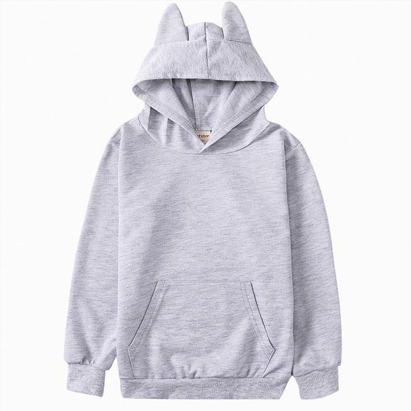 BOBOGOJP Kids Cotton Hoodies Toddler Fall Pullover Hooded Medium Weight Sweatshirts with Pocket for Boys and Girls Grey,Size 13-14 Years