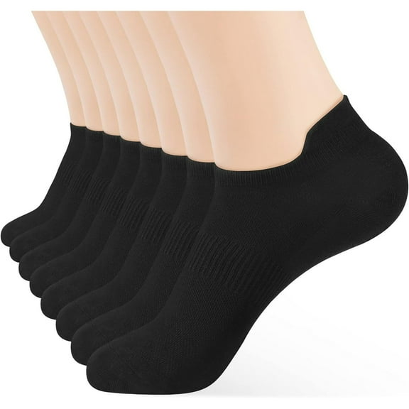 XmhyTop-A 8 Pairs of Black Thin Cotton Ankle Socks with Heel Straps, Low-Cut Invisible Sports Socks