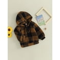 thumbnail image 3 of Wassery Toddler Baby Boys Girls Winter Coat Jacket Long Sleeve Half Zip Hooded Plaid Fleece Outwear with Pockets for Casual Daily 6M-4T, 3 of 9