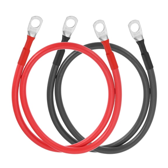 Uxcell 2 PCS 6AWG Gauge Battery Cable Wire 3FT Length 3/8" Diameter Positive and Negative Copper Alternator Connector with US standard O-ring for Car RV Golf Cart Marine, Red Black
