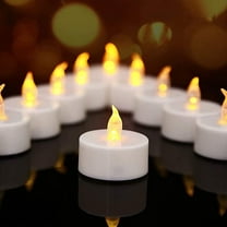 YIWER 50pcs Tea Lights Battery LED Flameless Tea Lights Votive Candles Realistic Bright Flickering Holiday Gift,Halloween,Christmas,Valentine's Gift,Holiday,Anniversary,Wedding,Party(Warm Yellow)