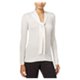 thumbnail image 1 of maison Jules Suéter de punto con cuello anudado para mujer, blanco roto, extra pequeño, 1 of 2