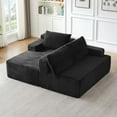 thumbnail image 4 of Miniyam L-Shaped Cloud Sectional Sofa with Deep Seat, No Assembly Required, Floor Couch Sleeper for Living Room, Bedroom, Apartment, Black (Left Facing Chaise), 4 of 12