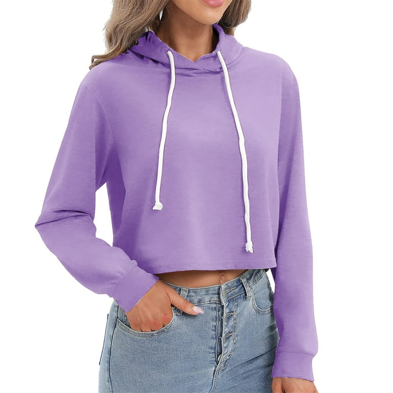 Voncos Pullover Hoodie- Clearance Long Sleeve Round Neck Womens Tops on Sale Purple Size S - Walmart.com