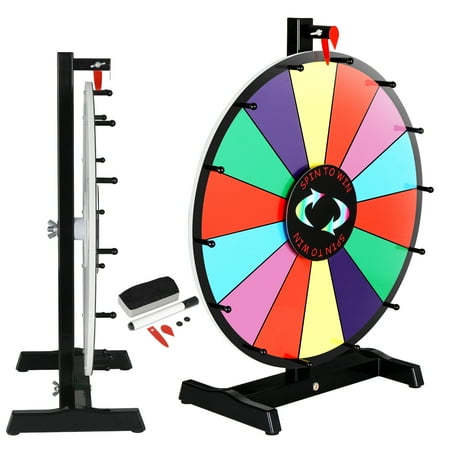 ZENY 18-inch Round Tabletop Color Prize Wheel 14 Clicker Slots Editable Fortune Design Carnival Spin Game