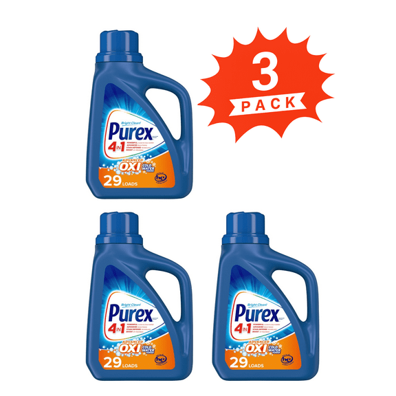 Purex Bright Clean Liquid Laundry Detergent   OXI (Pack 3) - 87 Loads, 130.5fl