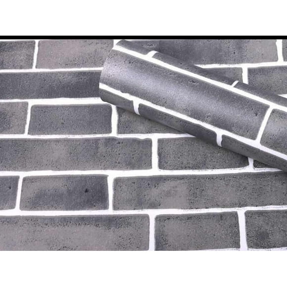 Papel tapiz Vinílico Adherible H&JESS LADRILLO GRIS CEMENTO 10 metros