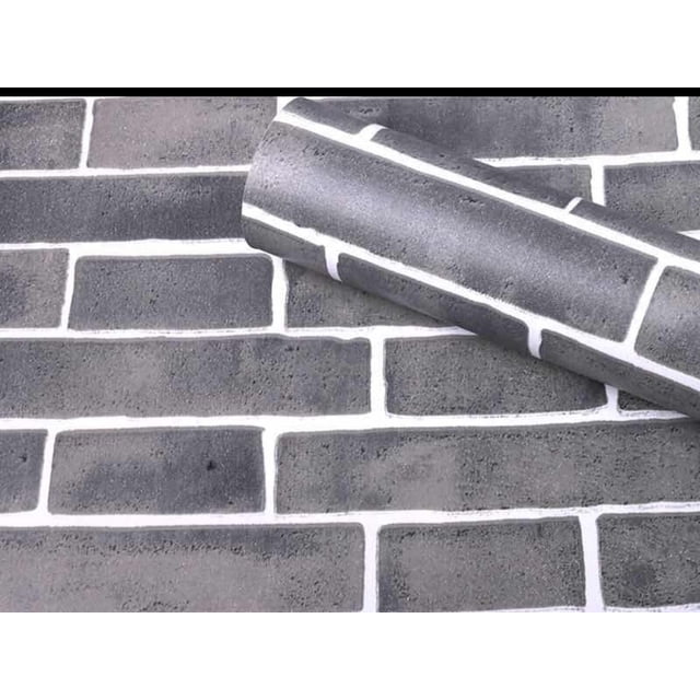 Papel tapiz Vinílico Adherible H&JESS LADRILLO GRIS CEMENTO 10 metros