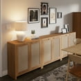 thumbnail image 4 of ARKANTOS Rattan Sideboard Cabinet with 1 Adjustable Shelf, Natural Oak, Set of 2, 4 of 10