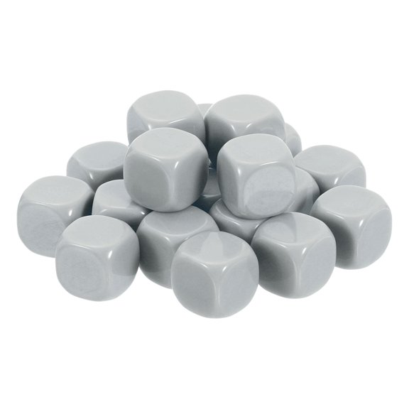 20Pack Rounded Blank Six Sided Dice 16mm/0.6inch Acrylic Dice, Light Grey