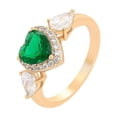 thumbnail image 1 of Anillo Compromiso Promesa Amor Esmeralda y Swarovski Oro Lam dorado 9, 1 of 7