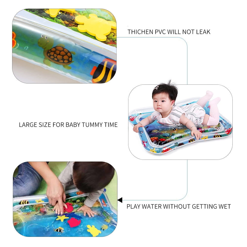 Inflatable Water Mat For Baby Infant Toddlers Mattress Splash Playmat Tummy Time 