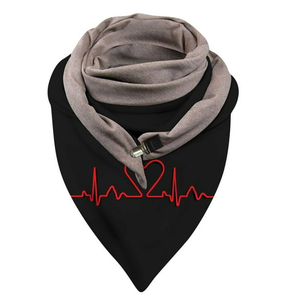 Lolmot Universal Autumn Winter Warm Windproof Prints Double-Layer Buckle Scarf