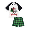 thumbnail image 5 of LuLiaMenton Matching Couples Christmas Pajamas The Reason Green Plaid Short Sleeve Shorts Set, 5 of 5