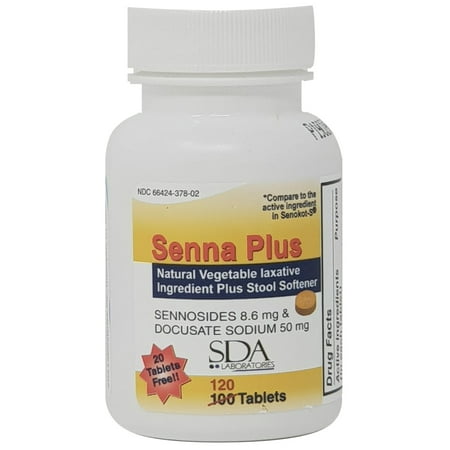 Senna Plus Natural Vegetable Laxative Plus Stool Softener |Special Pack 120 Count