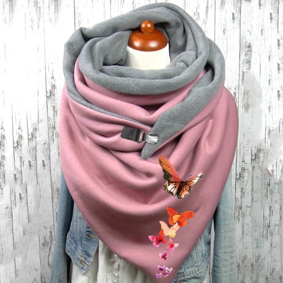 Multicolor Scarfs Scarf Women's Scarf Warm Cotton Print Button Fashion Soft Wrap Scarve Shawls