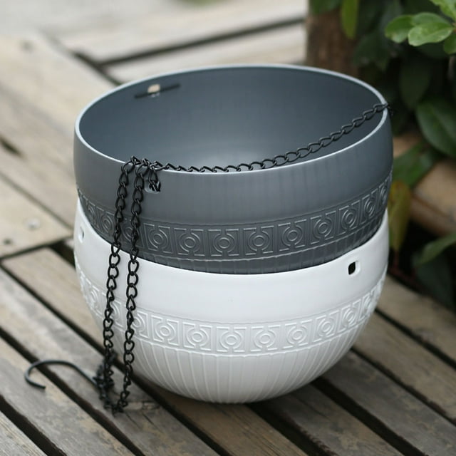 maskred 2pieces Garden Hanging Flower Pot For Indoor And Outdoor Planting Not Easy white 1Set
