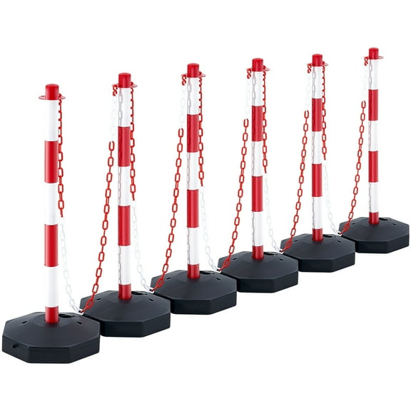 KFFKFF 6PCs Traffic Delineator Post Cones with Fillable Base 6.6 FT Chain