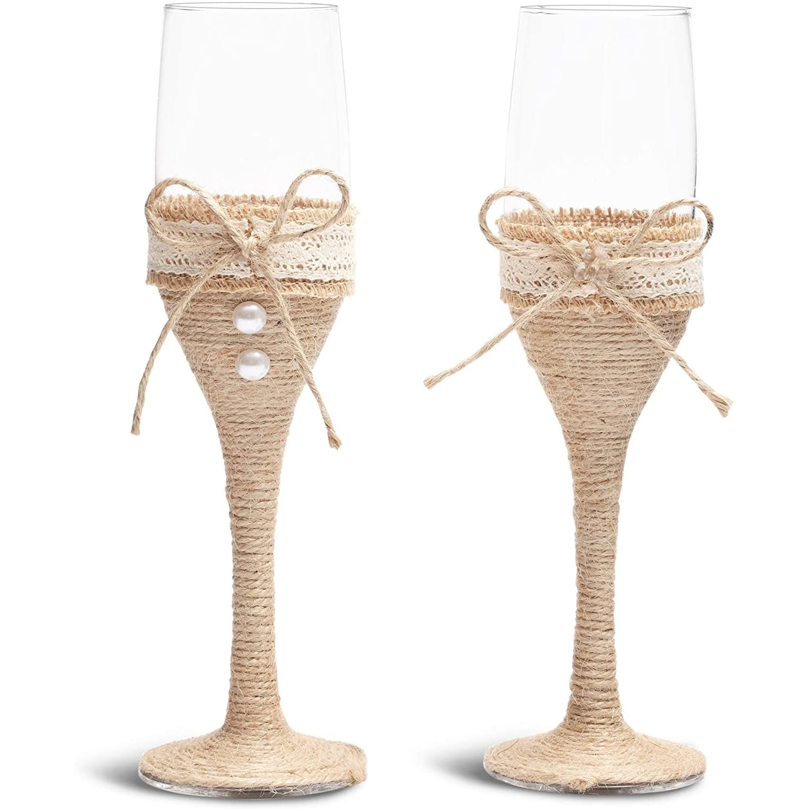 Burlap Glass Set Wedding Toast Glasses Vintage Country