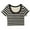 Black, variant on Jalioing Teens Girls Tops Ribbed Knit Striped Padded Shirts Crew Neck Short Sleeve Summer Casual T Shirts Clothes