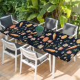 thumbnail image 2 of Easter Eggs Table Cloths for 8 Foot Rectangle Tables, Carrots Spring Daisy Botanical Rustic Dark Blue Patio Waterproof Elastic Fitted Tablecloths, Washable Rectangular Table Cover for Camping, 2 of 8