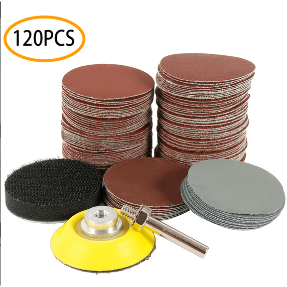 Wrvxzio 120Pcs Grinder Sanding Discs Enduring and Anti-static Sanding Discs with Hook and Loop Backed for Most Kinds of Rotary Tools ( 2inch )