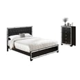 thumbnail image 6 of NE11-K0000C 2-Pc Nella Wooden Set for Bedroom with a Button Tufted King Size Bed Frame and Small Chest of Drawers - Black Leather Head Board and Black Legs, 6 of 8