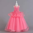 thumbnail image 6 of YWDJ Children Baby Girls Middle-aged Childrens Sleeveless Embroidery Mesh Dress Gauze Dress Princess Dress Hot Pink 13-14T, 6 of 9