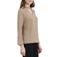 thumbnail image 4 of INSPIRE CHIC Women's Keyhole Stand Collar Blouse Long Sleeve Button Front Shirt Top Apricot S, 4 of 6