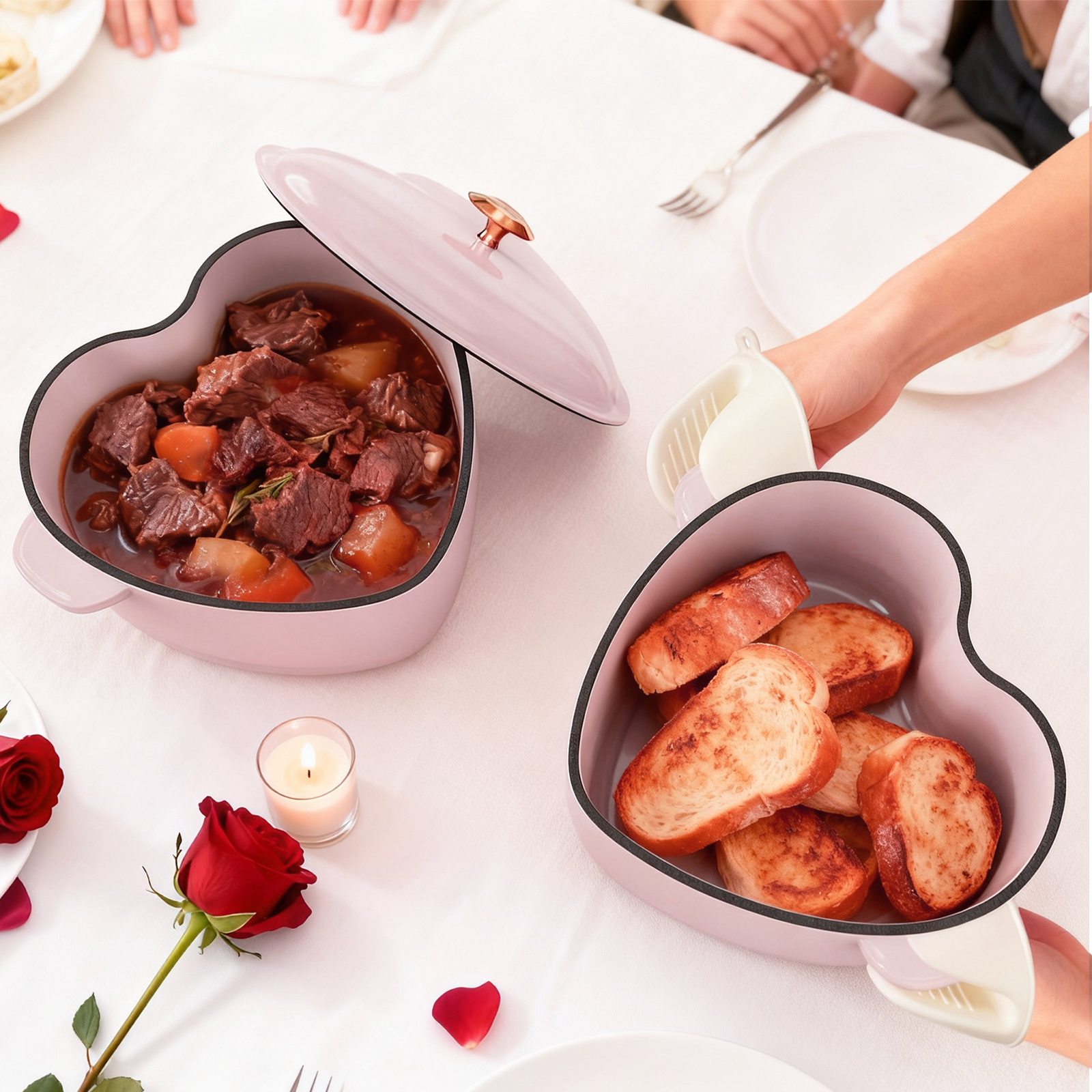 4qt Heart-Shaped Cooking Pot, 24cm Inner Diameter