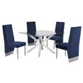 thumbnail image 1 of 47" x 47" Clear Glass 5pc Dining Set with Silver Stainless Steel, 1 of 4
