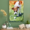 thumbnail image 2 of Smooth Fox Terrier Dog Stretched Canvas Size 8x12 – Golf Theme Dog Art for Wall, Smooth Fox Terrier Dog Playing Golf Wall Art, Dog Lover Canvas Decor, 2 of 5