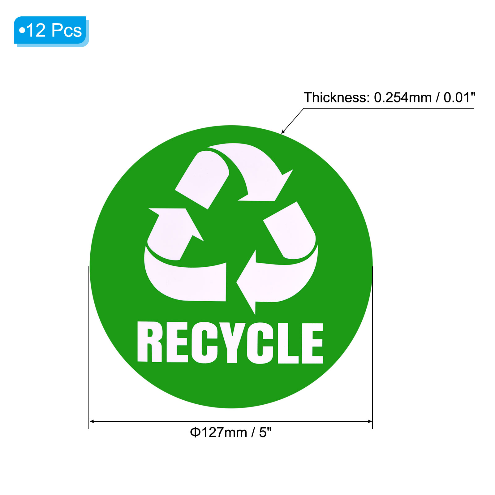 Unique Bargains Recycle Trash Sticker Bin Labels Self-Adhesive Garbage Sign Decals Green