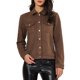 thumbnail image 1 of Chaqueta de ante sintético con cuello de solapa y bolsillos con solapa de INSPIRE CHIC para mujer, color café, 1 of 7