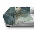 thumbnail image 3 of Steampunk Soft Flannel Fleece Throw Blanket, Airship Flying over a Futuristic Town Full of Skyscrapers, Cozy Plush for Indoor and Outdoor Use, 70" x 90", Petrol Blue and Tan, by Ambesonne, 3 of 6