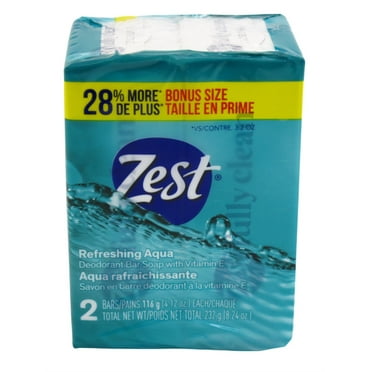 Zest Bath Bars 4.12oz 2 Count Refreshing Aqua Bonus Size (Pack of 3)