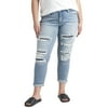 Silver Jeans Co. Women's Plus Size Boyfriend Mid Rise Slim Leg Jeans