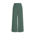 thumbnail image 5 of LEAVINGSUO Dress Pants for Women Business Casual Women's Solid High Waist Hanging Straight Tube Temperament Suit Pants With Pockets Green XL, 5 of 7