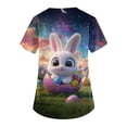 thumbnail image 5 of LTTVQM Easter Scrub Tops for Women 2026 Plus Size Bunny Eggs Print Cute Short Sleeve Tops Comfortable V-Neck Holiday Scrub Tops with Pockets Navy 4XL, 5 of 5