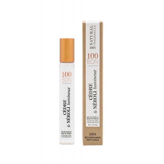 100BON Cèdre & Néroli Lumineux Eau de Parfum – 0.5 fl oz – Citrus & Woody Fragrance for Women & Men – Bergamot, Neroli & Cedar – Vegan, Made in France
