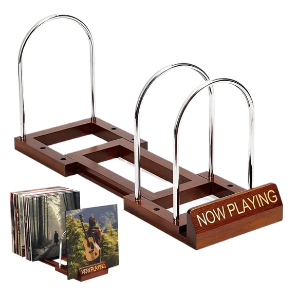 Expandable Vinyl Record Storage, 30-70 LPs Now Playing Record Holder, Wood Vinyl Album Storage Rack
