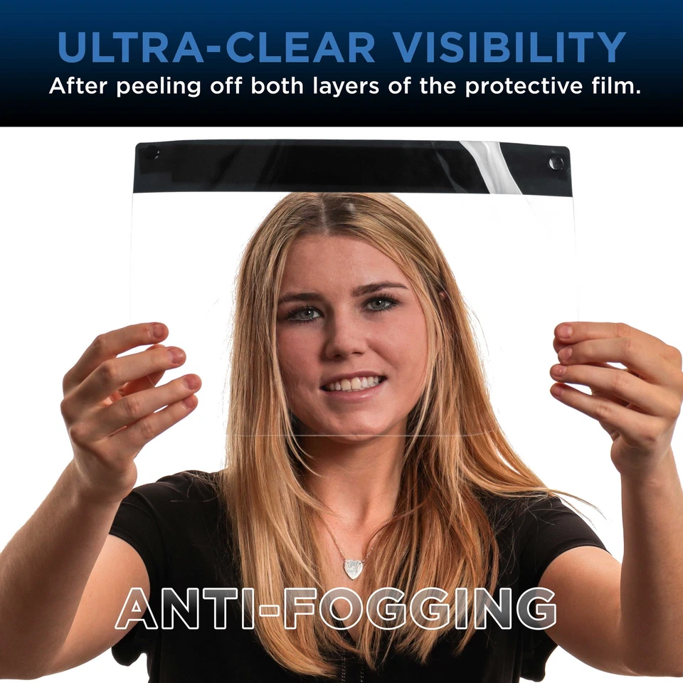 CIRCLE- Salon World Safety 10 Black Face Shields Clear Protective Full Face Shields