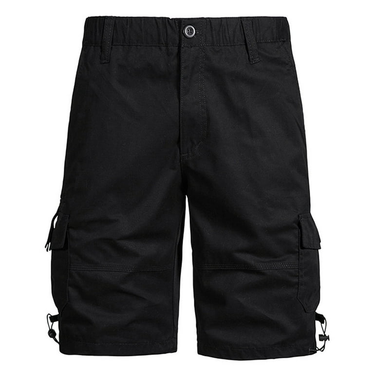 Apexfwdt Men's Big & Tall Premium Cargo Shorts Cotton Casual Loose Multi Pockets Shorts Summer Outdoor Fishing Hiking Shorts M-5xl, Size: 2XL, Black