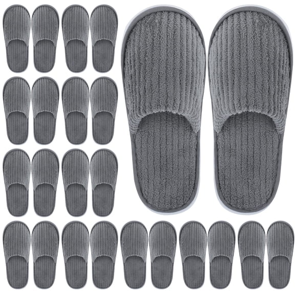 Zapatillas Elcoho con punta cerrada, reutilizables, de forro polar coral, 12 pares
