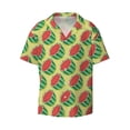 thumbnail image 4 of Uemuo Summer Watermelon Pattern Cotton Linen Short Sleeve Shirts,Casual Lightweight Button Down Shirts,Vacation Beach Summer Tops-4X-Large, 4 of 7