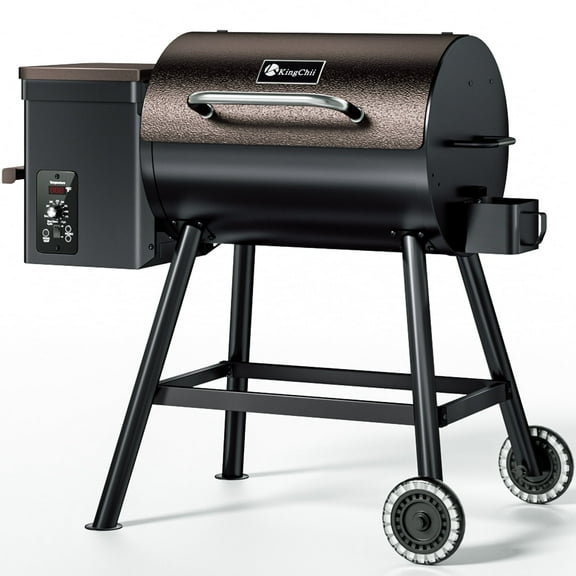 KingChii 456 SQ.IN Wood Pellet Grill Smoker with Auto Temperature Control for Outdoor RV BBQ in Bronze