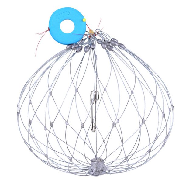 Cestas de pescado, trampas de pesca de cangrejo de alambre de acero para agua salada, agua de mar (16 cables)