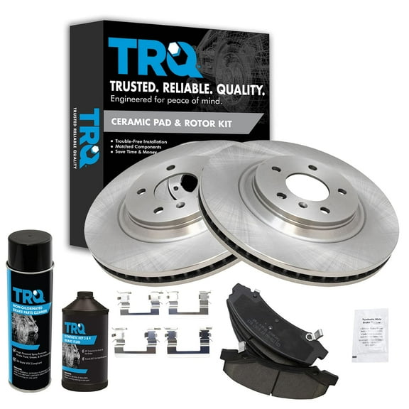 TRQ Front Ceramic Brake Pad & Rotor Kit w/Fluids for DTS Lucerne LaCrosse Allure BKA16368