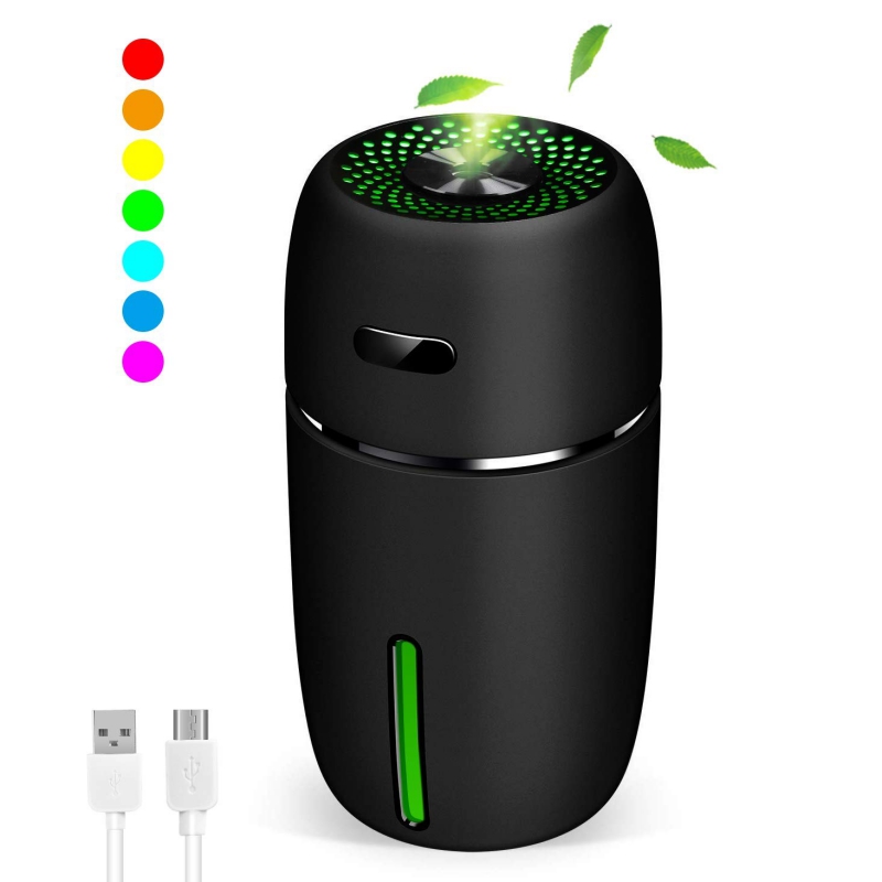 Mini Humidifier Portable Usb Small Cool Mist Personal Humidifier with Led Night Light for Car Bedroom Travel Office Desktop black/ï/¼/‰