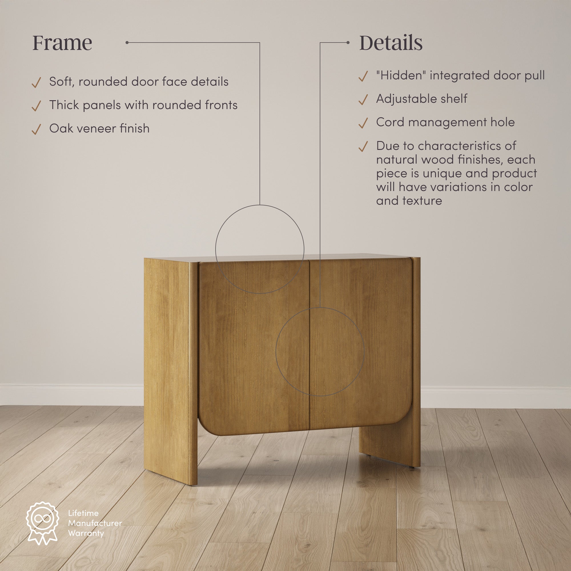 Nathan James Jacala Mid Century Modern Entryway Storage Cabinet with Doors, Living Room Accent Cabinet with Wood Frame, Light Brown